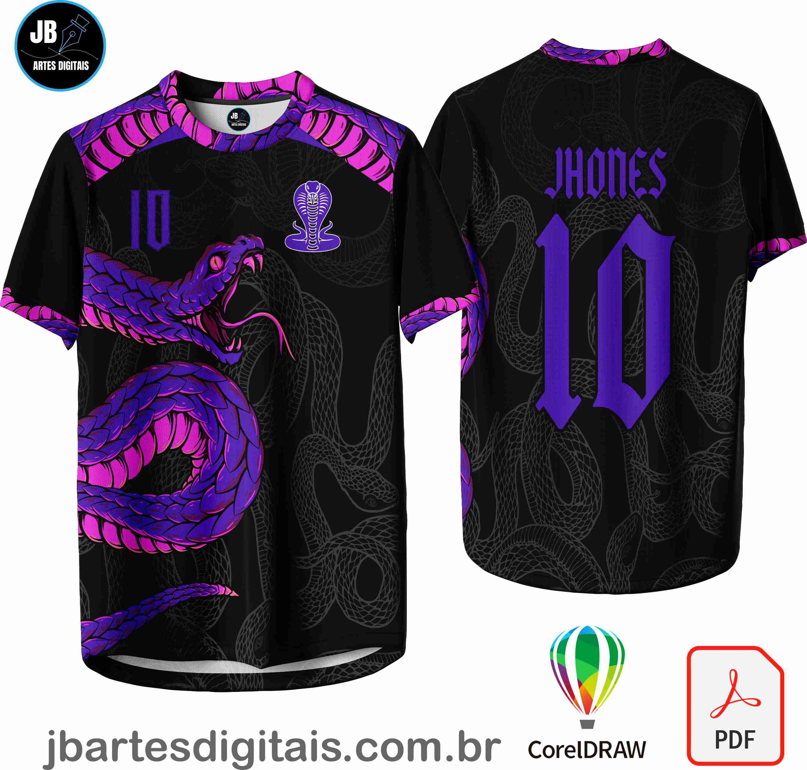 Arte camiseta Interclasse Sublimação Total (Patter - Cobras Roxa Pink 24)