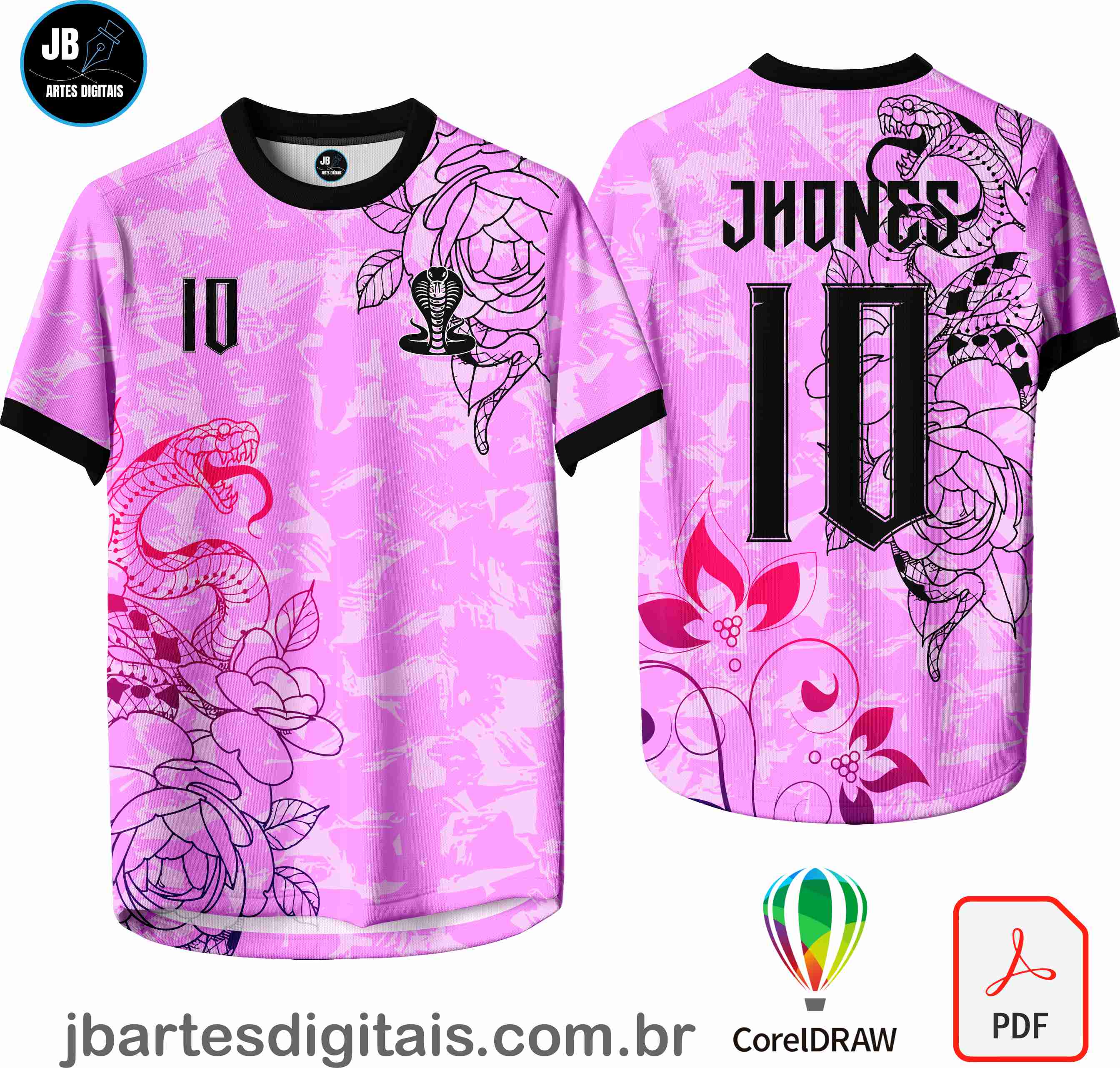 Arte camiseta Interclasse Sublimação Total (SERPENTE DEGRADE ROSA 2)