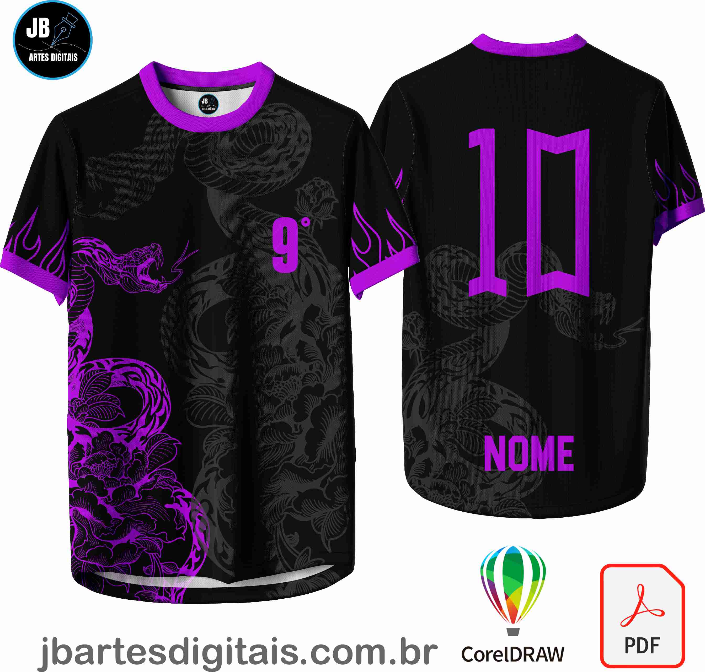 Arte camiseta Interclasse Sublimação Total (SERPENTE ROXO)