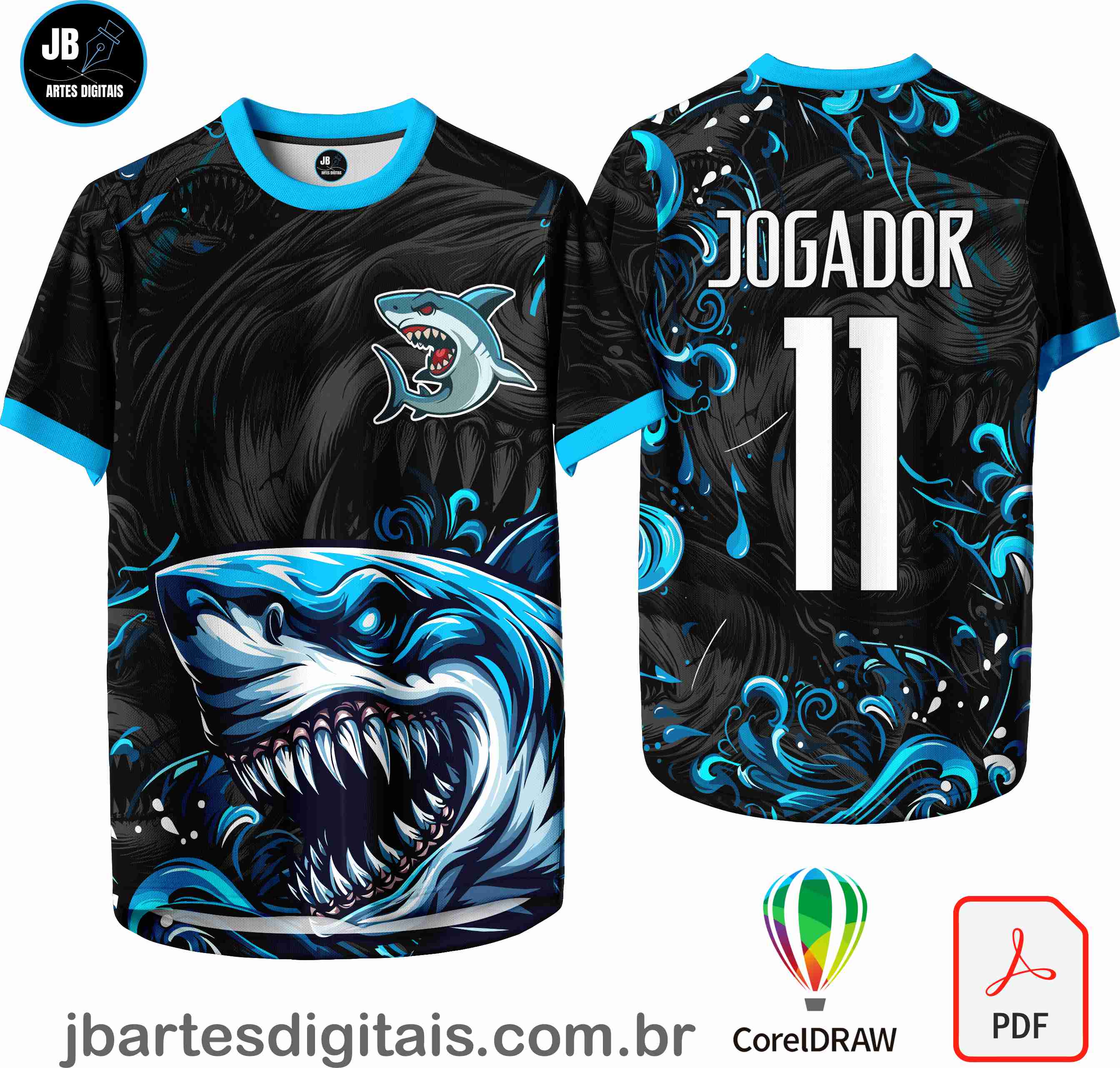 Arte camiseta Interclasse Sublimação Total (INTERCLASSE SHARK BLUE)