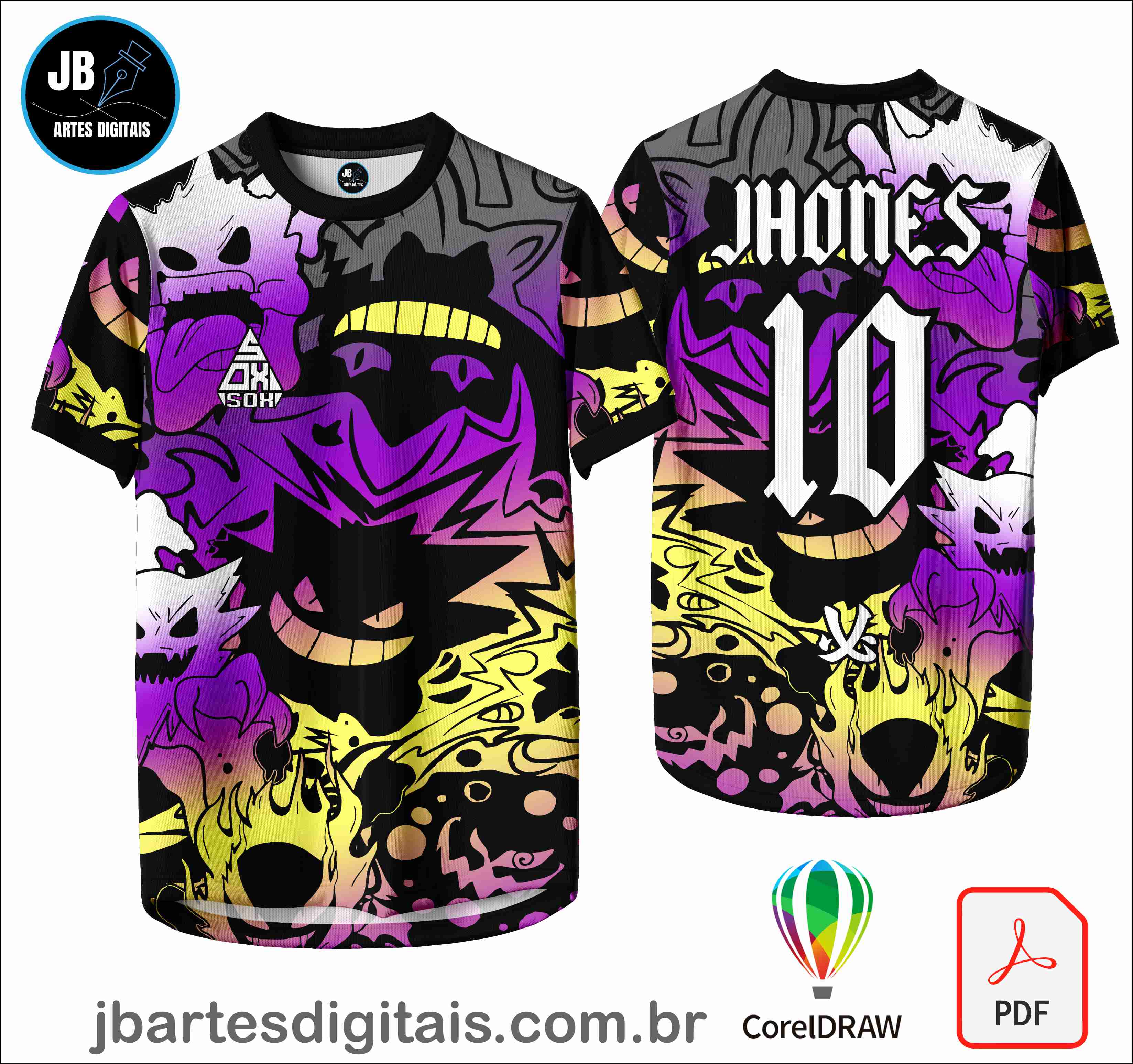 Arte camiseta Interclasse Sublimação Total (FANTASMAS COLORIDOS SOX VL)