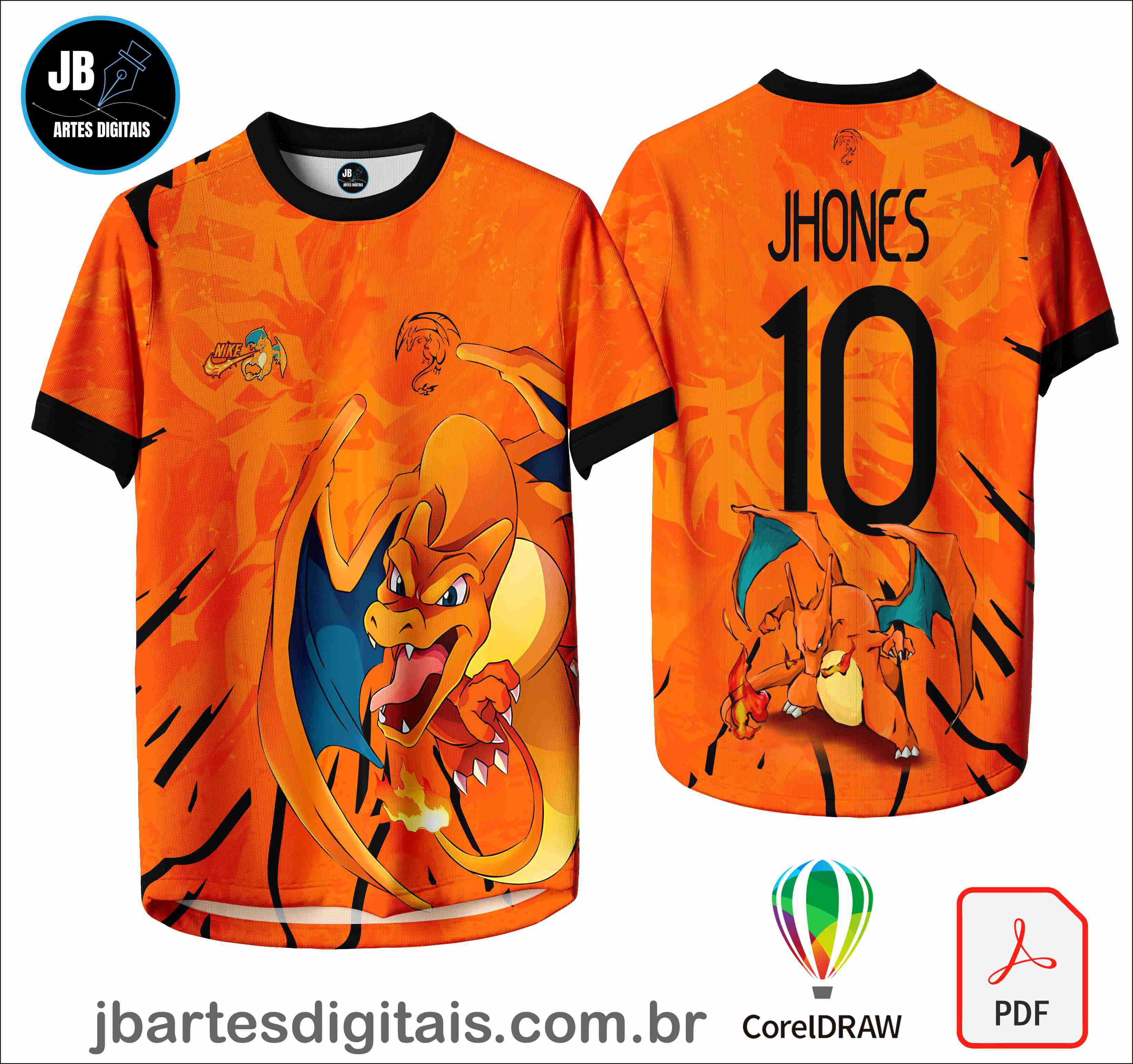 Arte camiseta Interclasse Sublimação Total (DESENHO DRAGAO LARANJA)