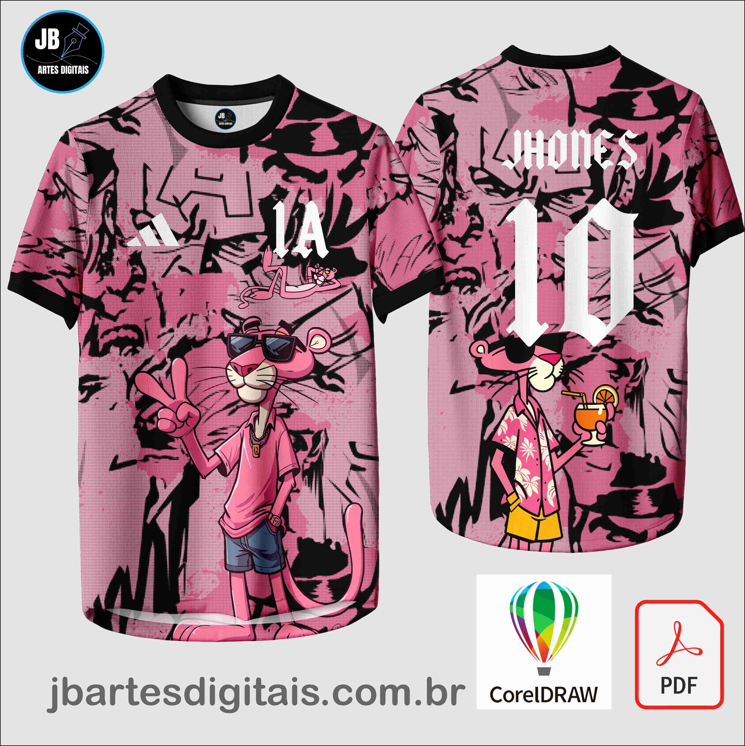 Arte camiseta Interclasse Sublimação Total (INTERCLASSE PANTERA COR DE ROSA DE BOA)