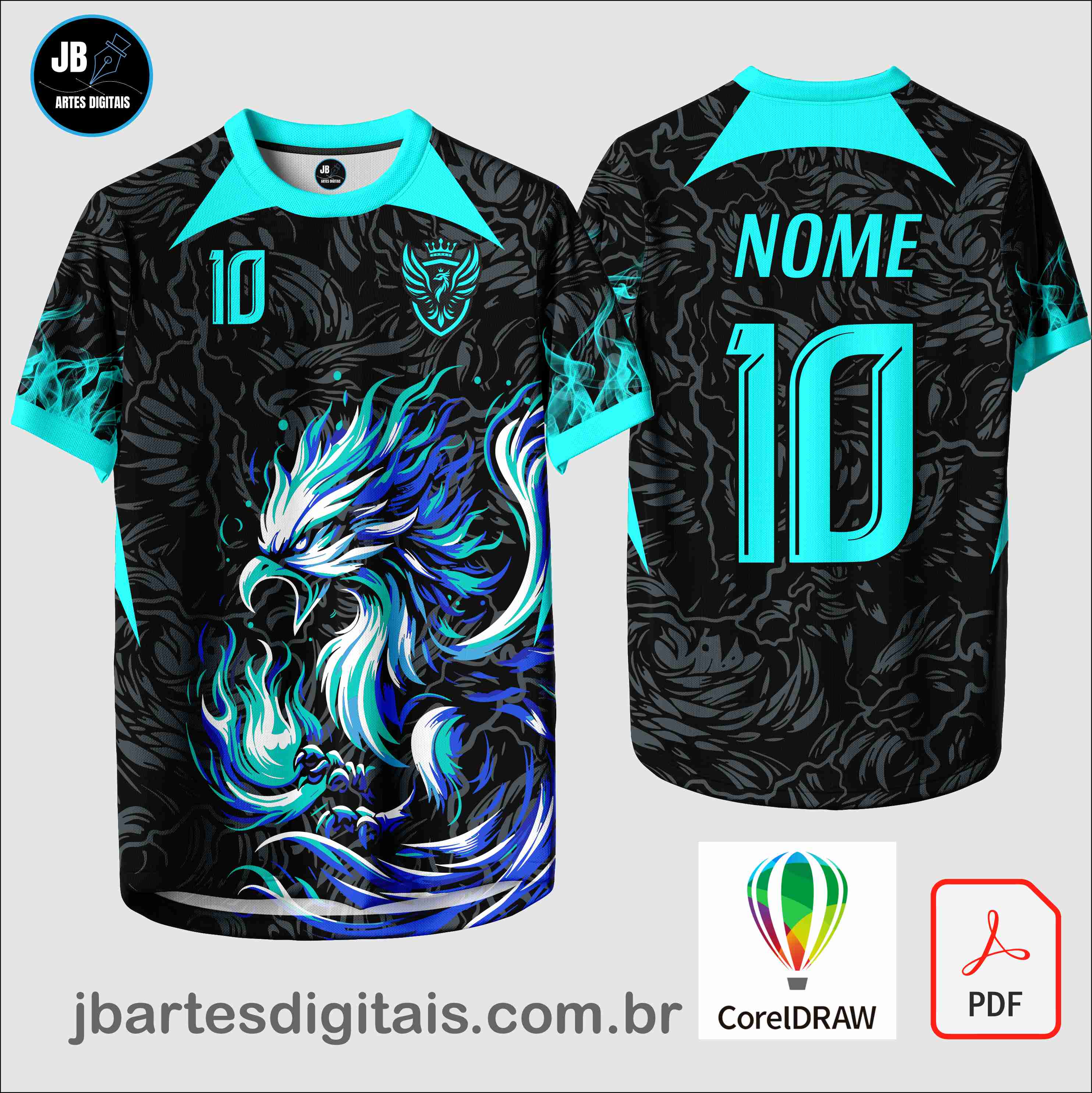 Arte camiseta Interclasse Sublimação Total (Camisa_fenix_assustadora_fogo_1)