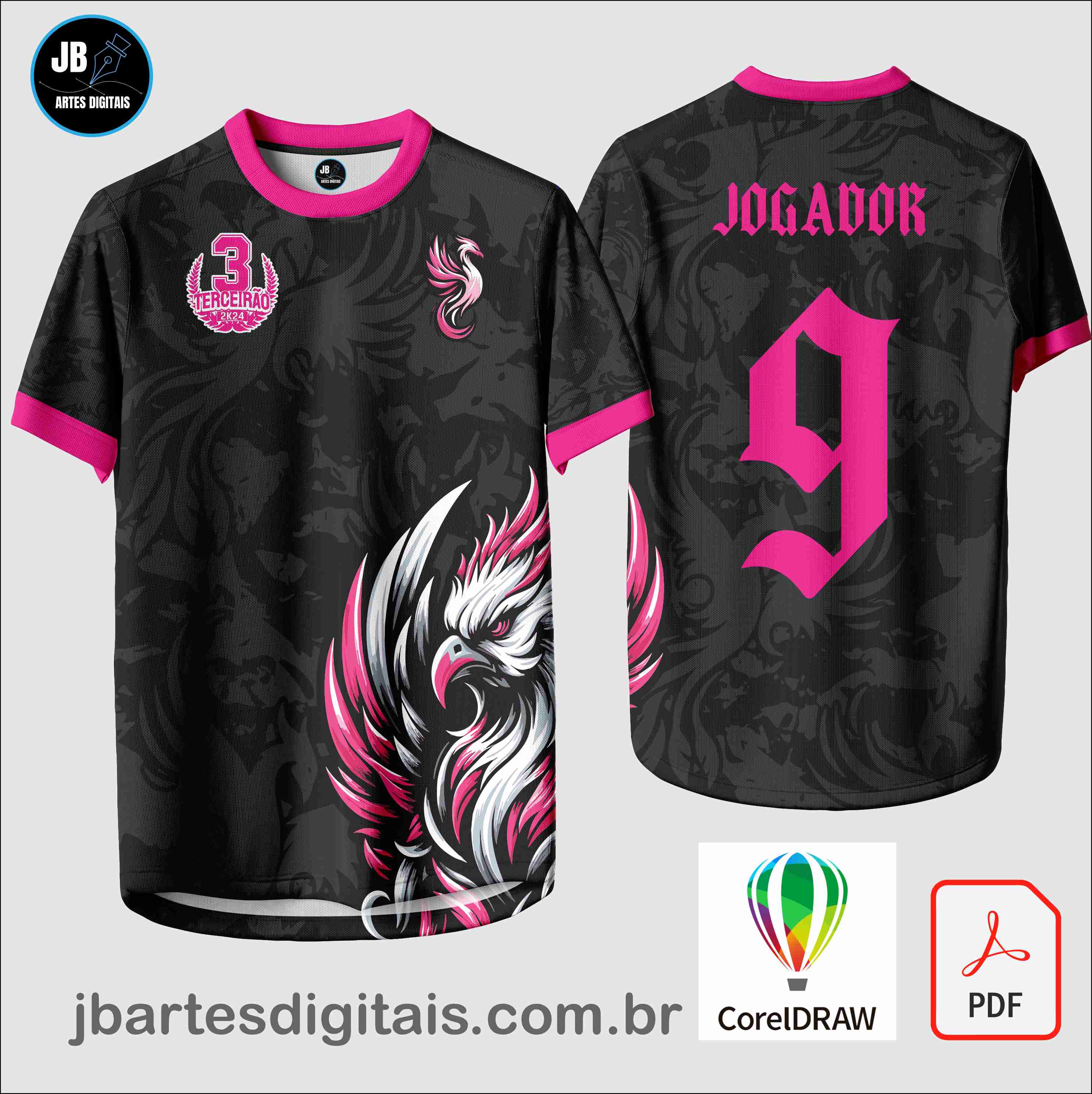 Arte camiseta Interclasse Sublimação Total (FENIX INTERCLASSE PATTER PINK)