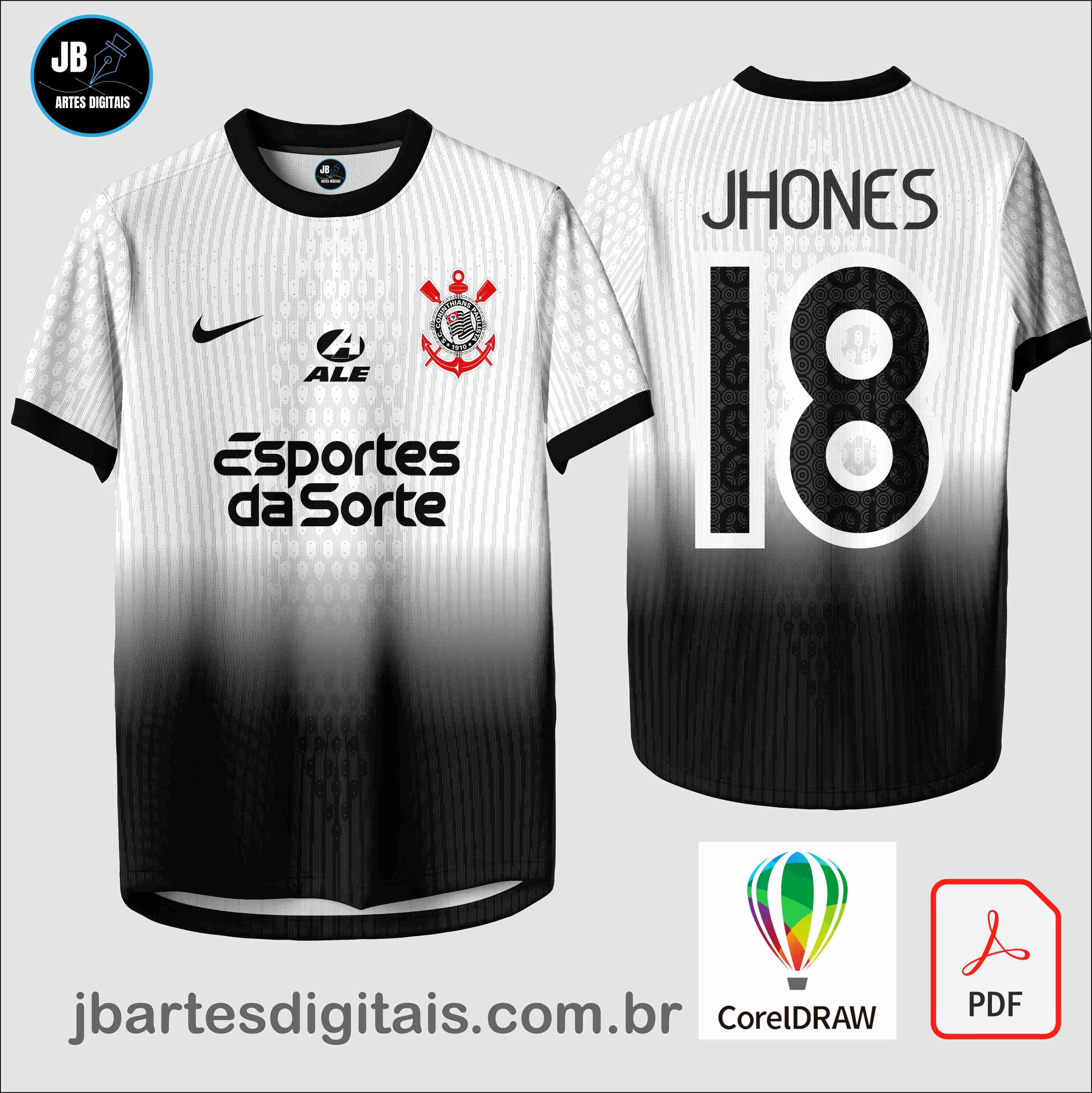 Arte camiseta Futebol Sublimação Total (Corinthians 2024-25 Local)