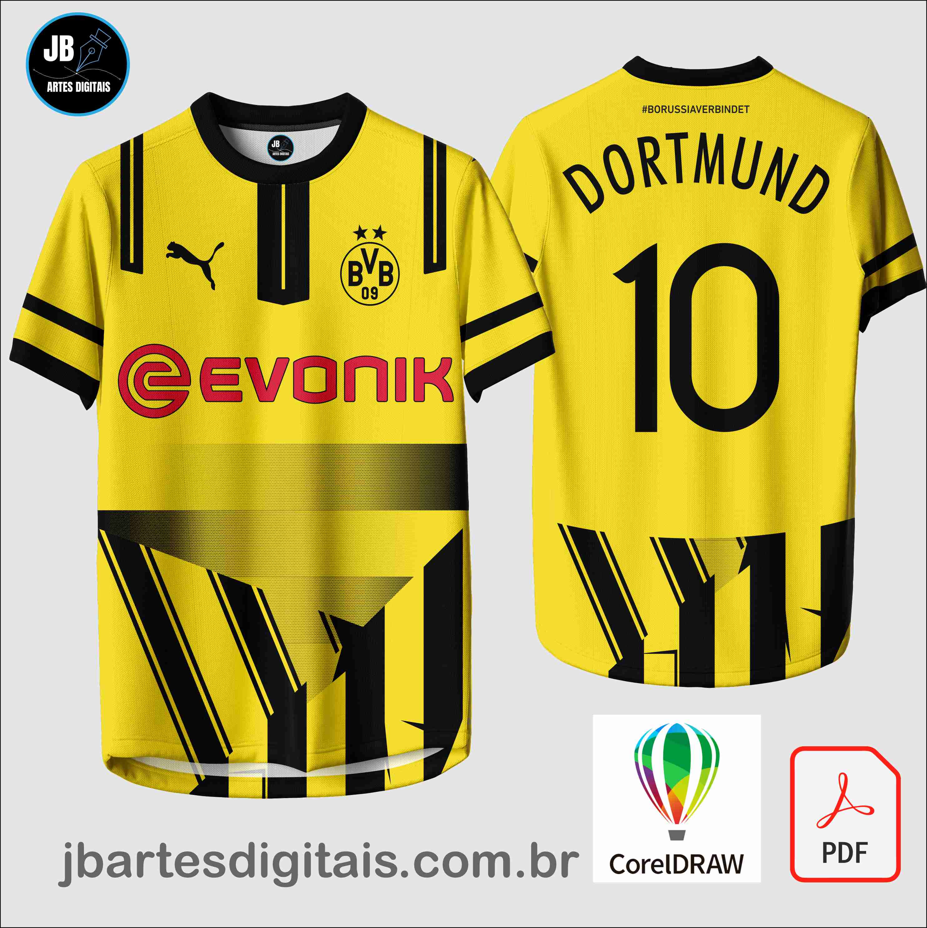 Arte camiseta Futebol Sublimação Total (Borussia Dortmund Cup 24 PRO)