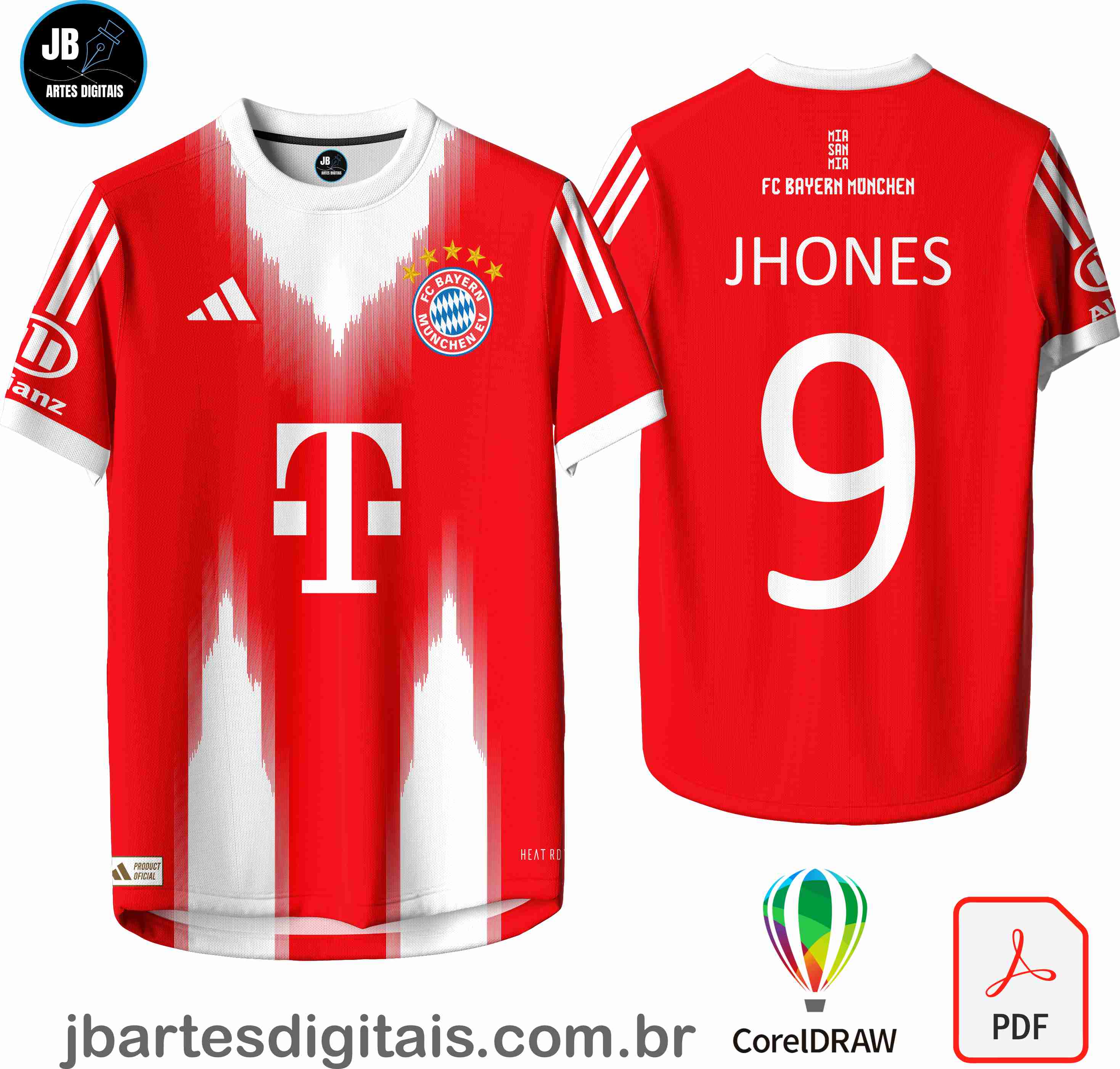 Arte camiseta Futebol Sublimação Total (Bayern Munchen PATTER RED)