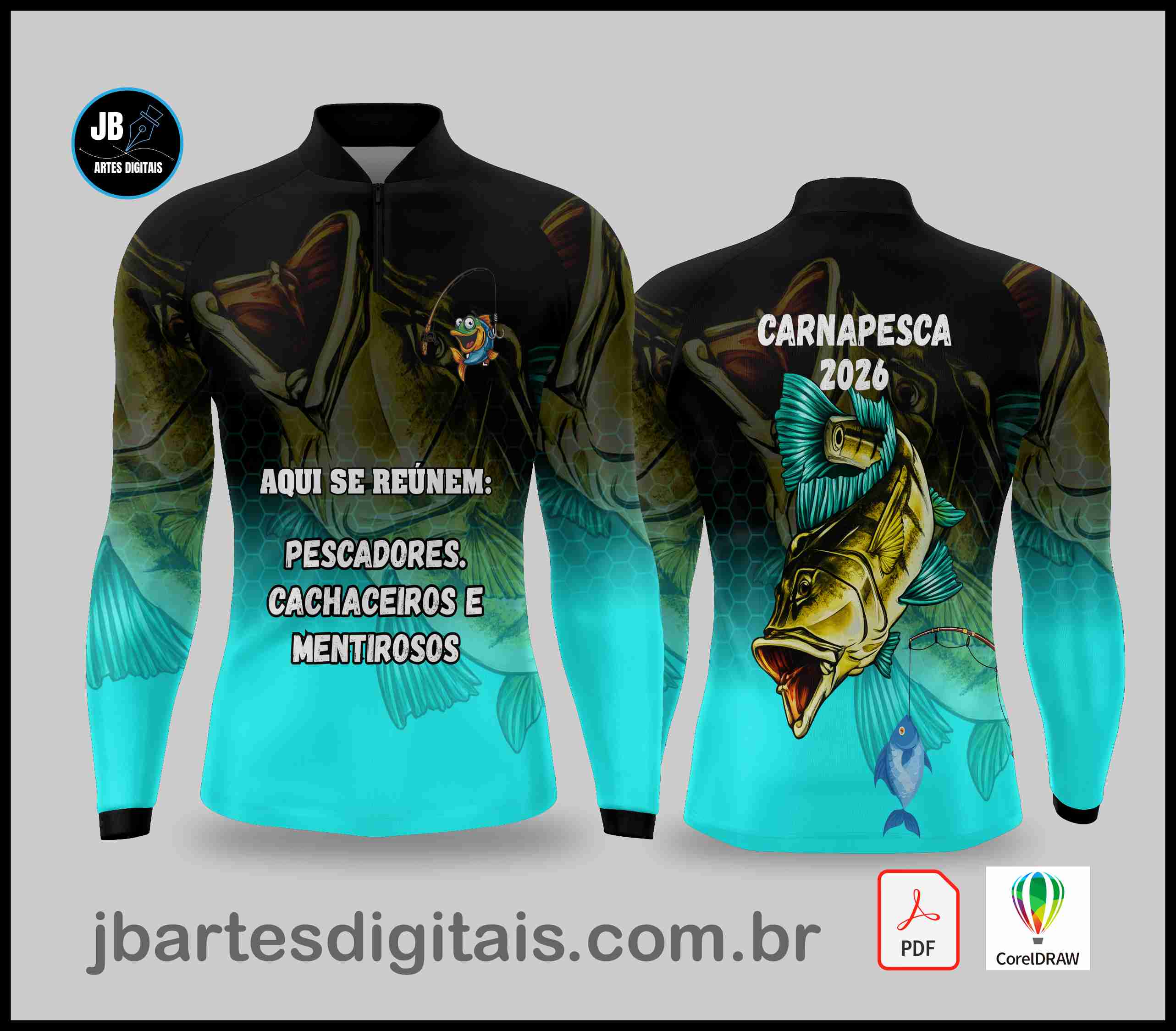 ARTE PESCA ESPORTIVA - DEGRADE VERDE AGUA TUCUNARE  (COREL DRAW)