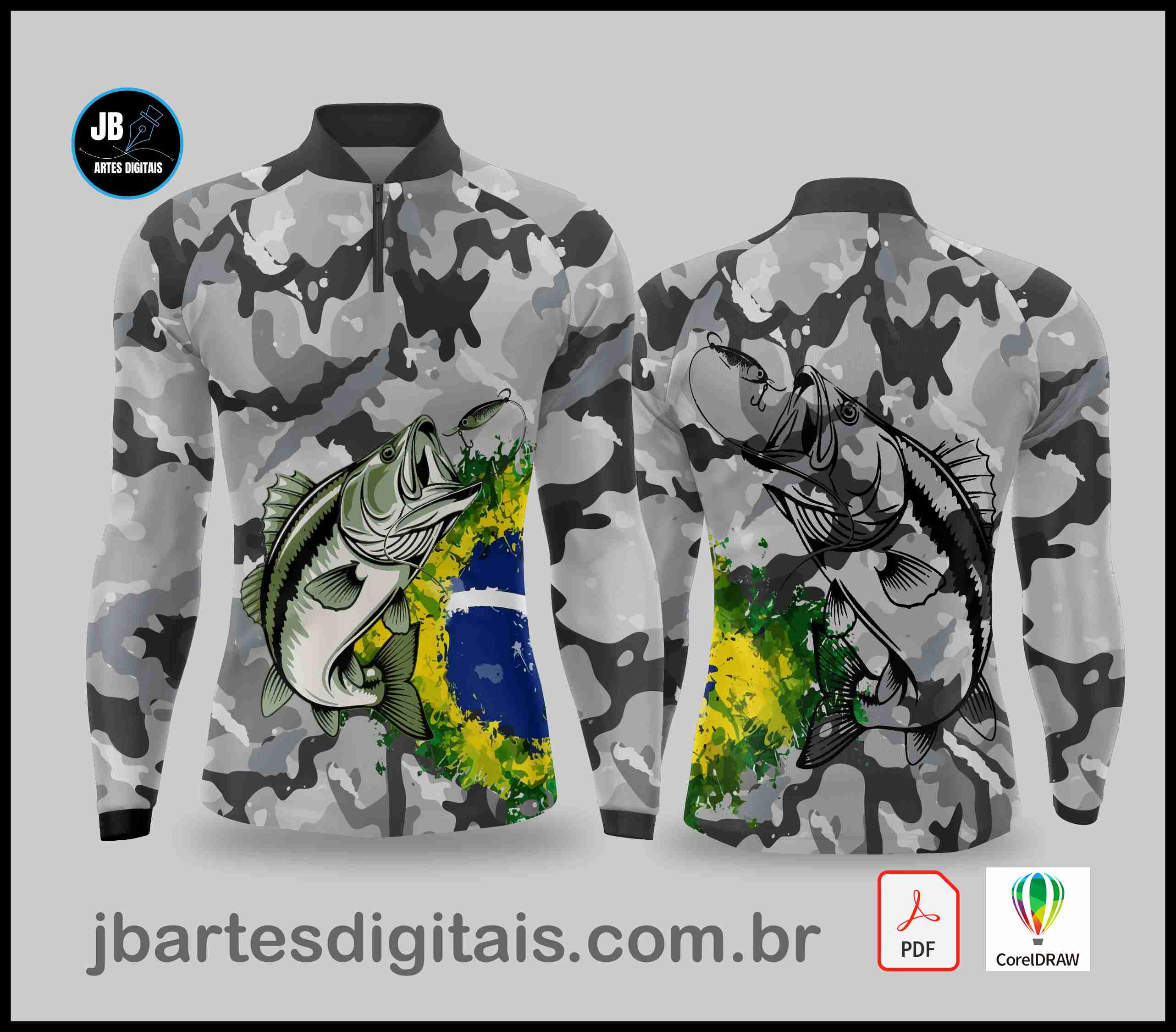 ARTE PESCA ESPORTIVA - CAMUFLADO BRASIL 001.  (COREL DRAW)