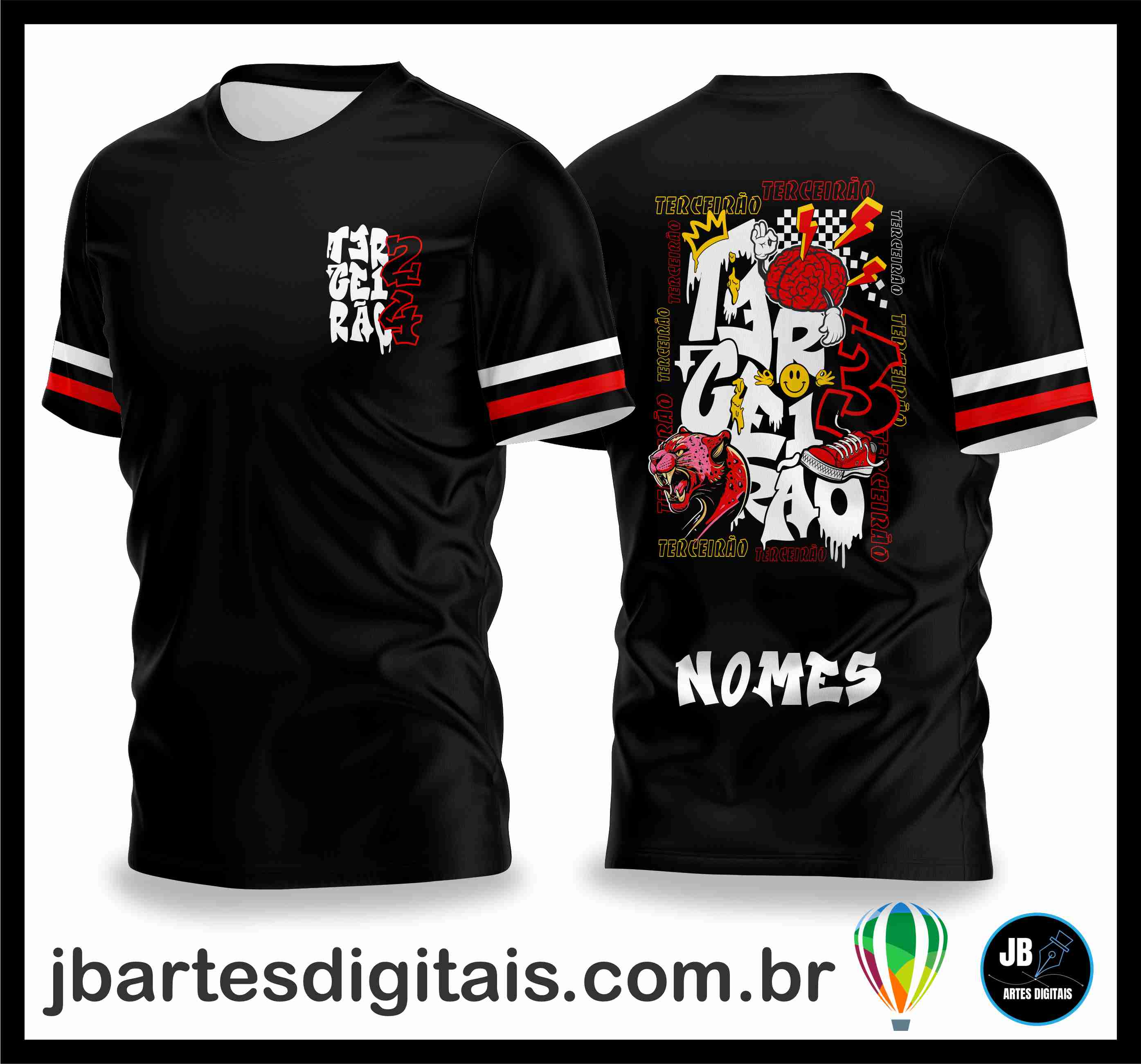 Camisa Terceirao pantera Negra Vermelha (COREL DRAW)