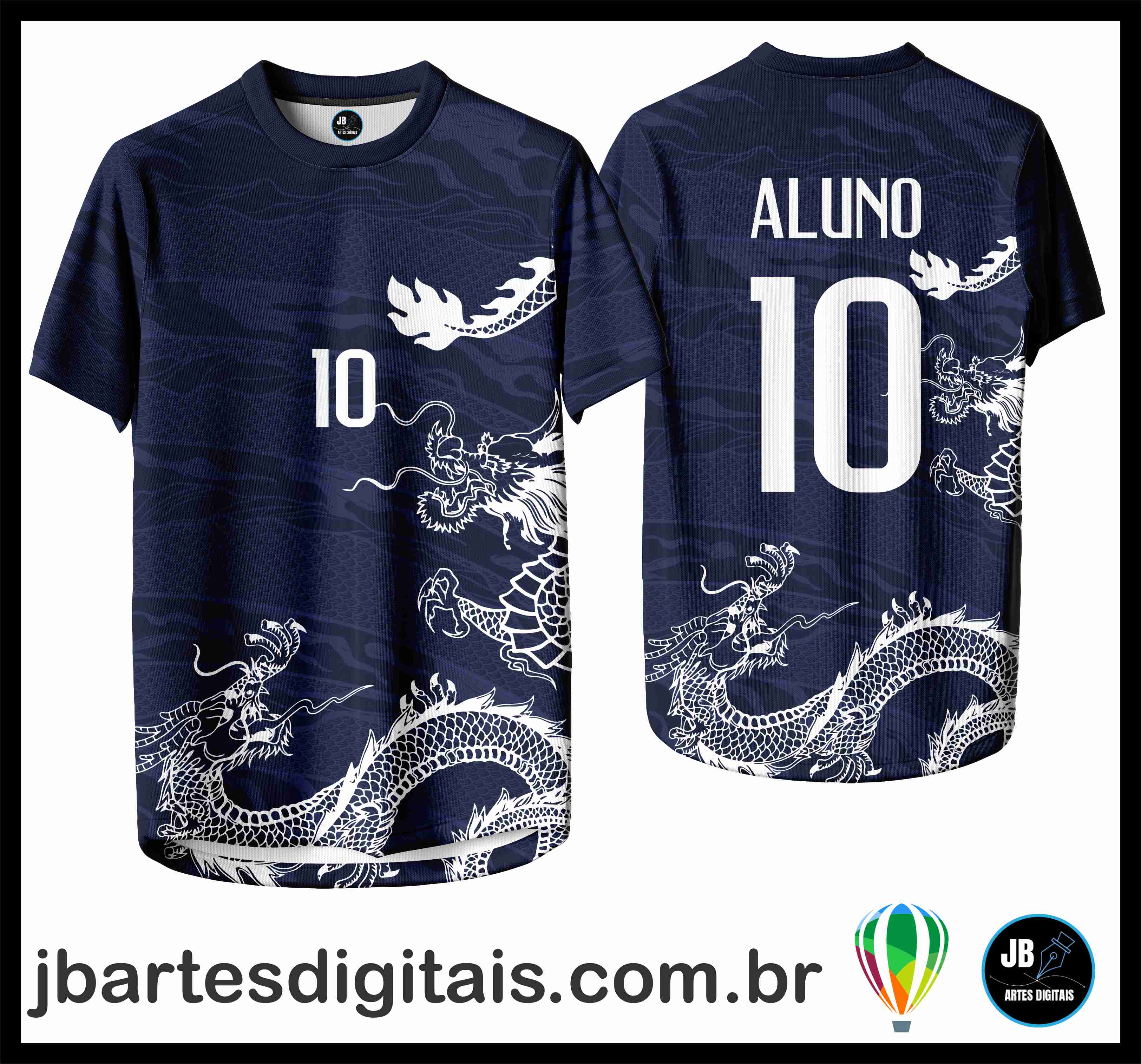 DRAGAO AZUL MARINHO E BRANCO (COREL DRAW)